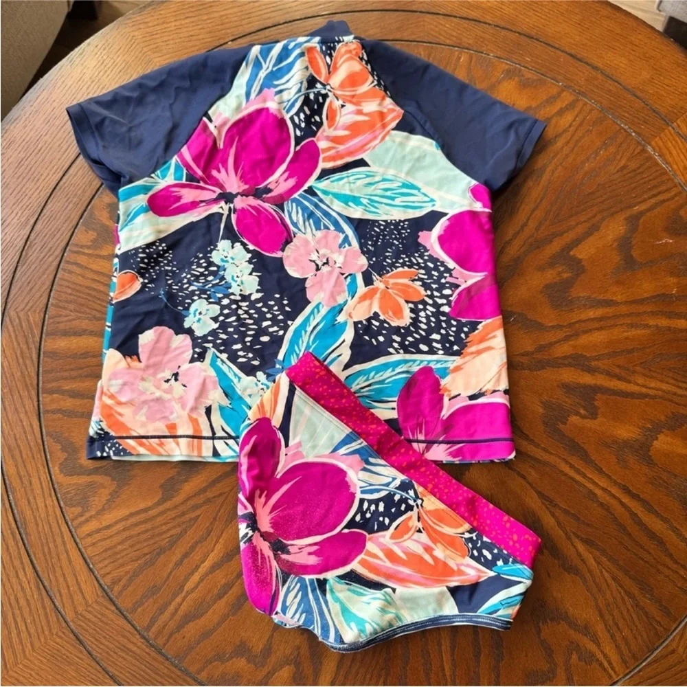 Athleta Blue Rashguard Swim Shirt